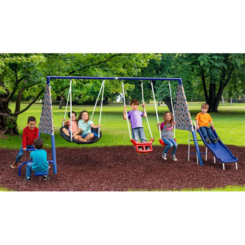 ら*ん様 SWINGTOYS Swing-N-Slide Playsets Blue High Back Infant Swing with Ropes WS